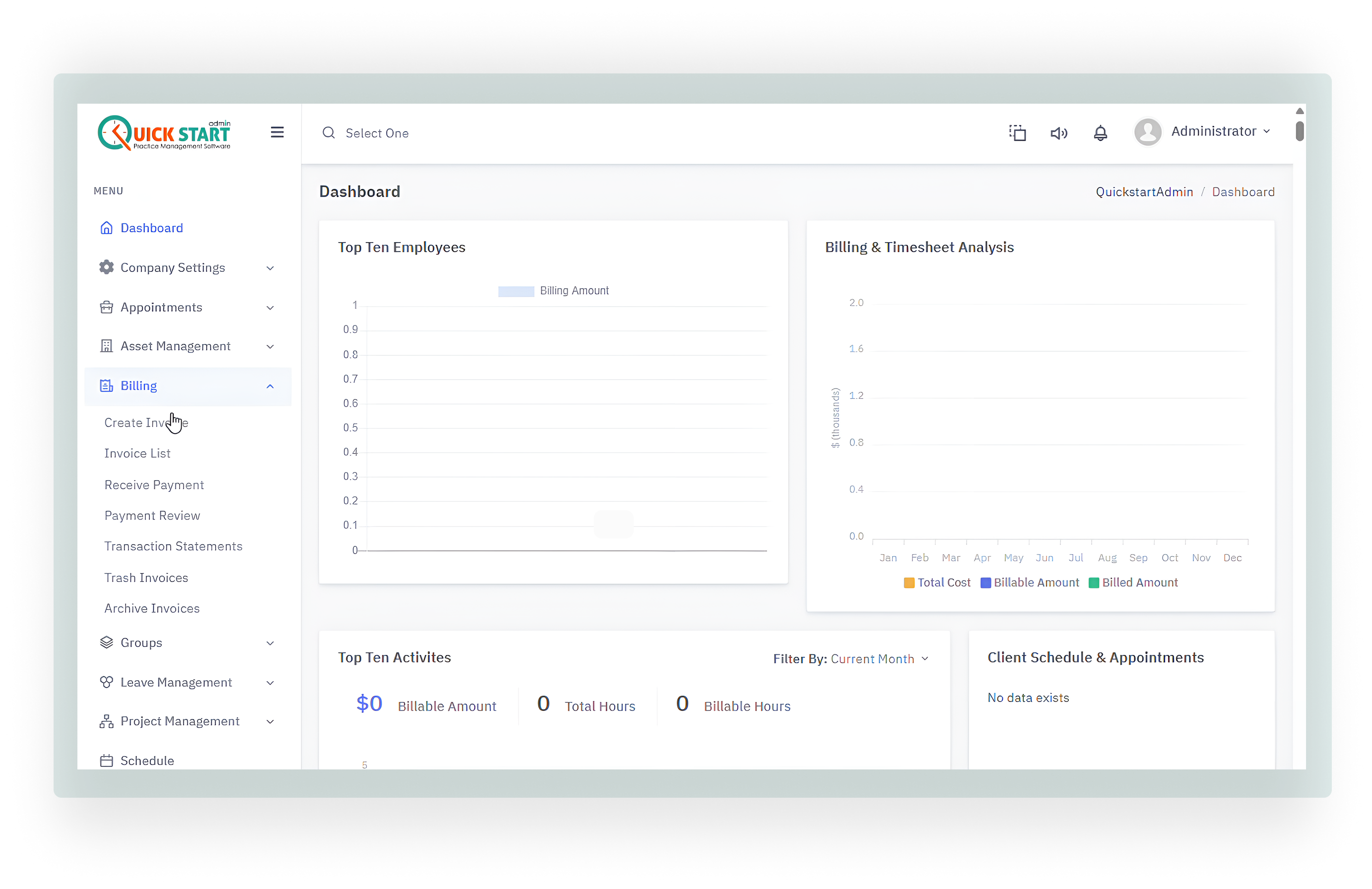 QuickStart Admin Screenshot